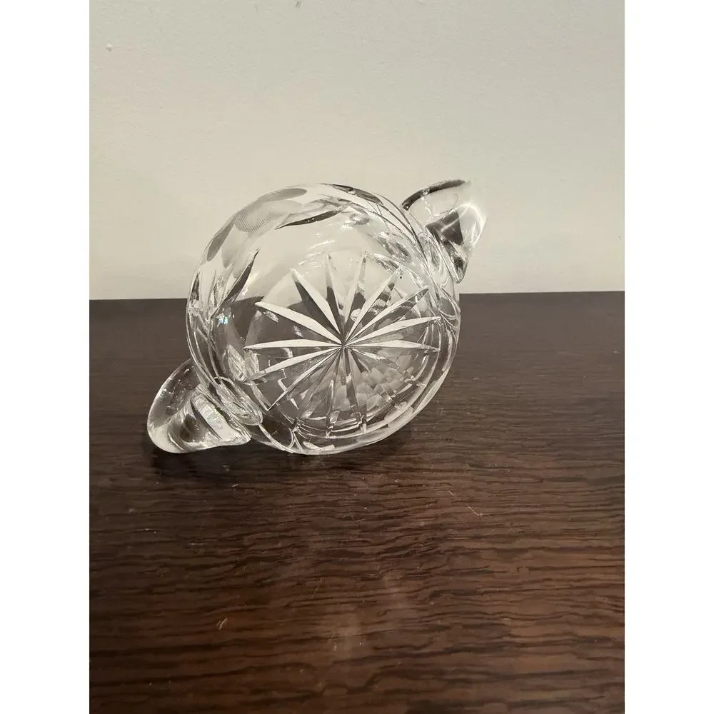 Vintage Cut Glass Crystal Clear Creamer and Sugar Bowl with Etched Flowers